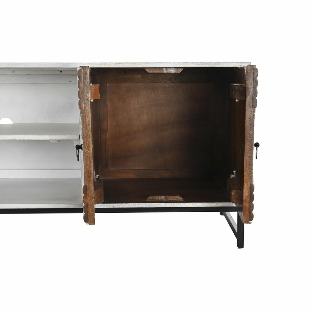 TV-möbler DKD Home Decor 180 x 40 x 60 cm Svart Metall Vit Mangoträ - 4