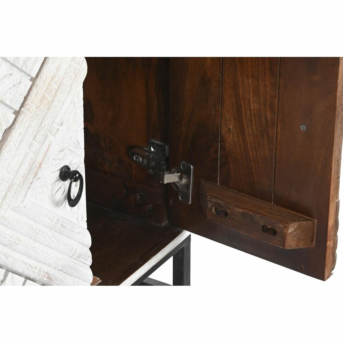 TV-möbler DKD Home Decor 180 x 40 x 60 cm Svart Metall Vit Mangoträ - 5
