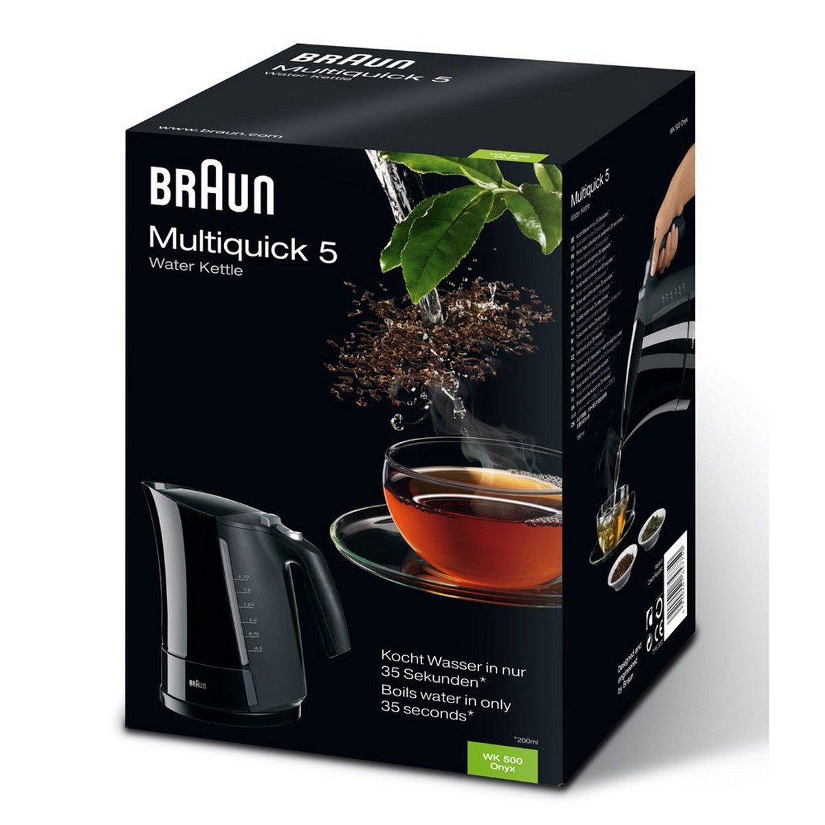 Vattenkokare med LED -ljus Braun 533631 1,7 L Svart Plast 3000 W 1,7 L - 3