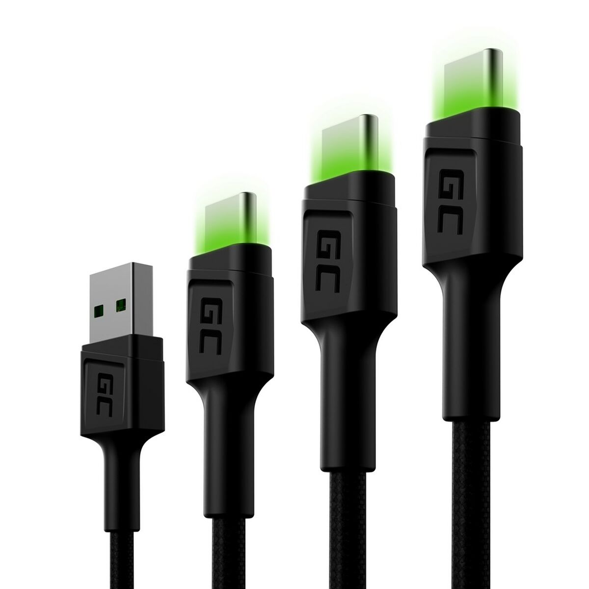 Adapter USB till USB-C Green Cell KABGCSET01 Svart Grön 2 m (3 antal) - 2