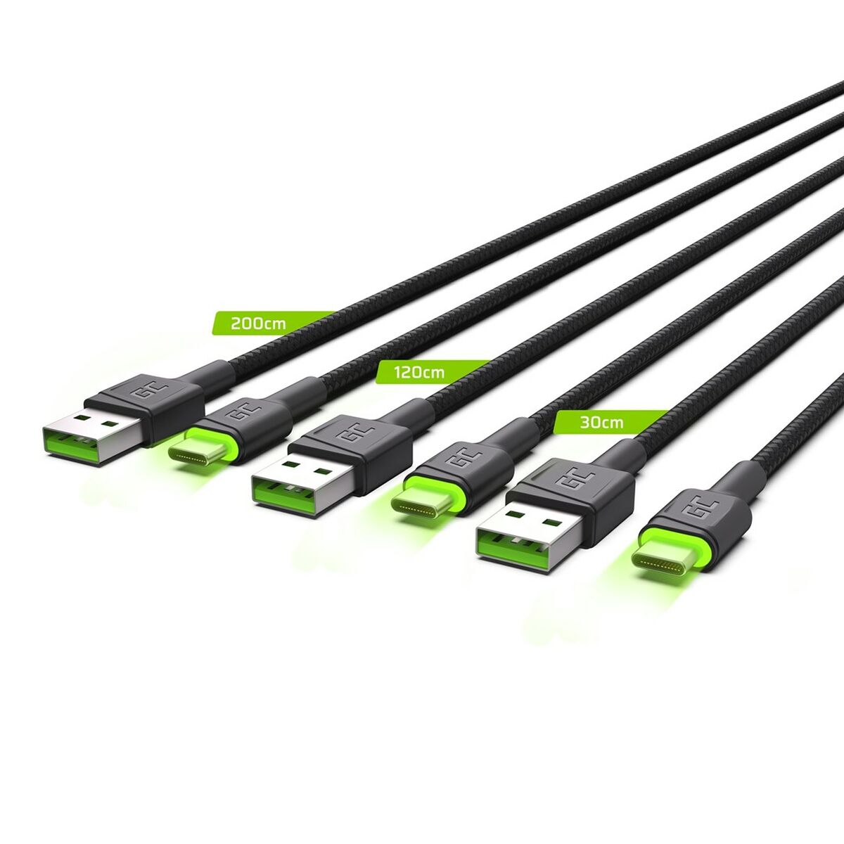 Adapter USB till USB-C Green Cell KABGCSET01 Svart Grön 2 m (3 antal) - 3