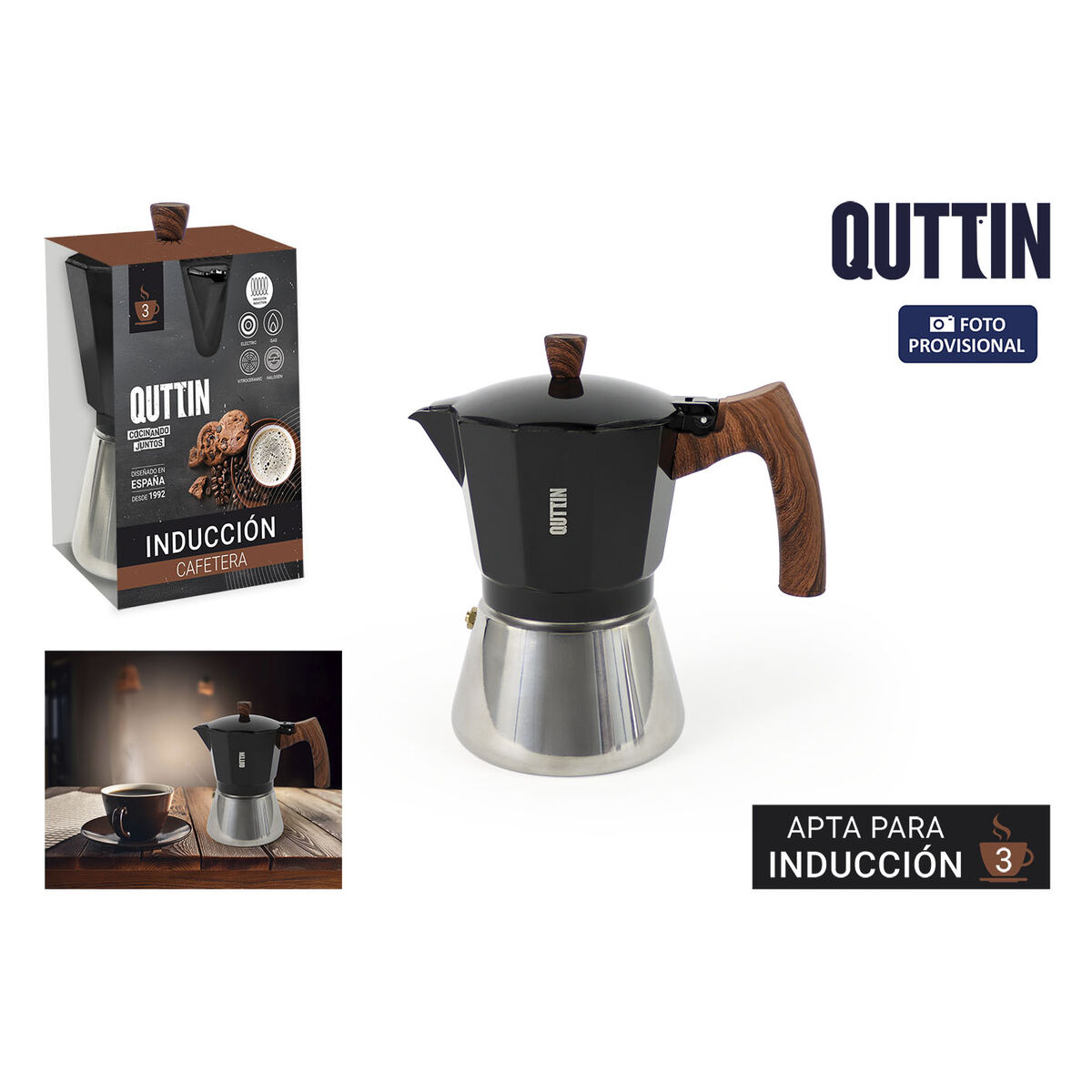 Italiensk Kaffepanna Quttin Svart (6 antal) - 2