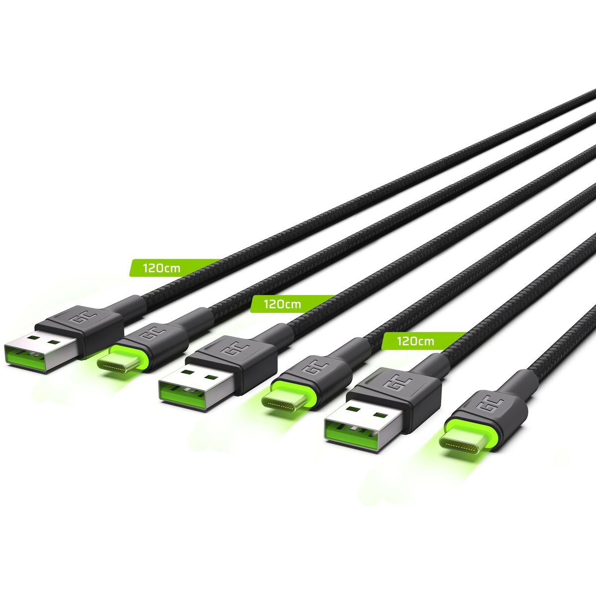 USB-kabel Green Cell KABGCSET03 Svart 2 m - 2