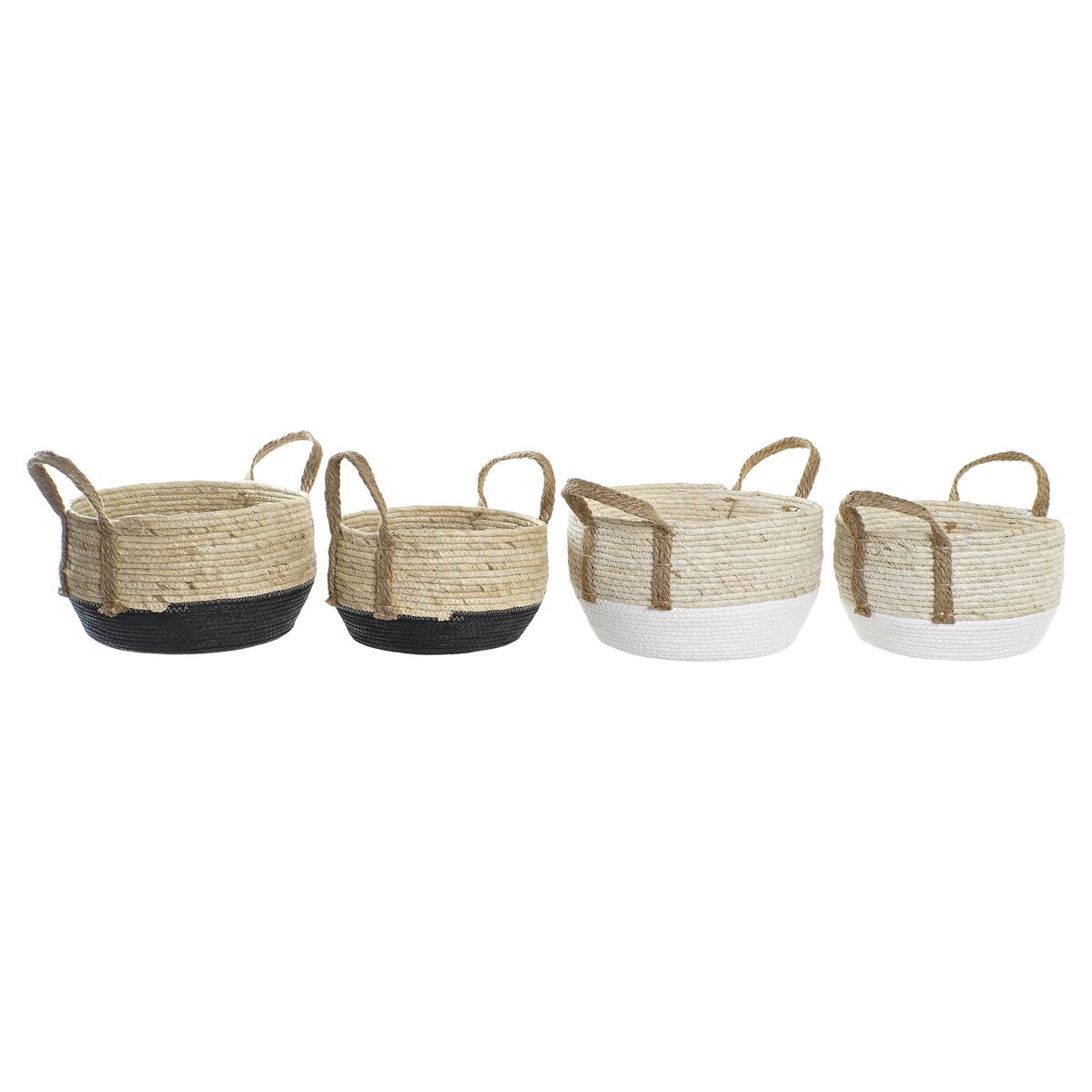 Korg - set DKD Home Decor 33 x 33 x 20 cm Naturliga fibrer (2 antal) - 5