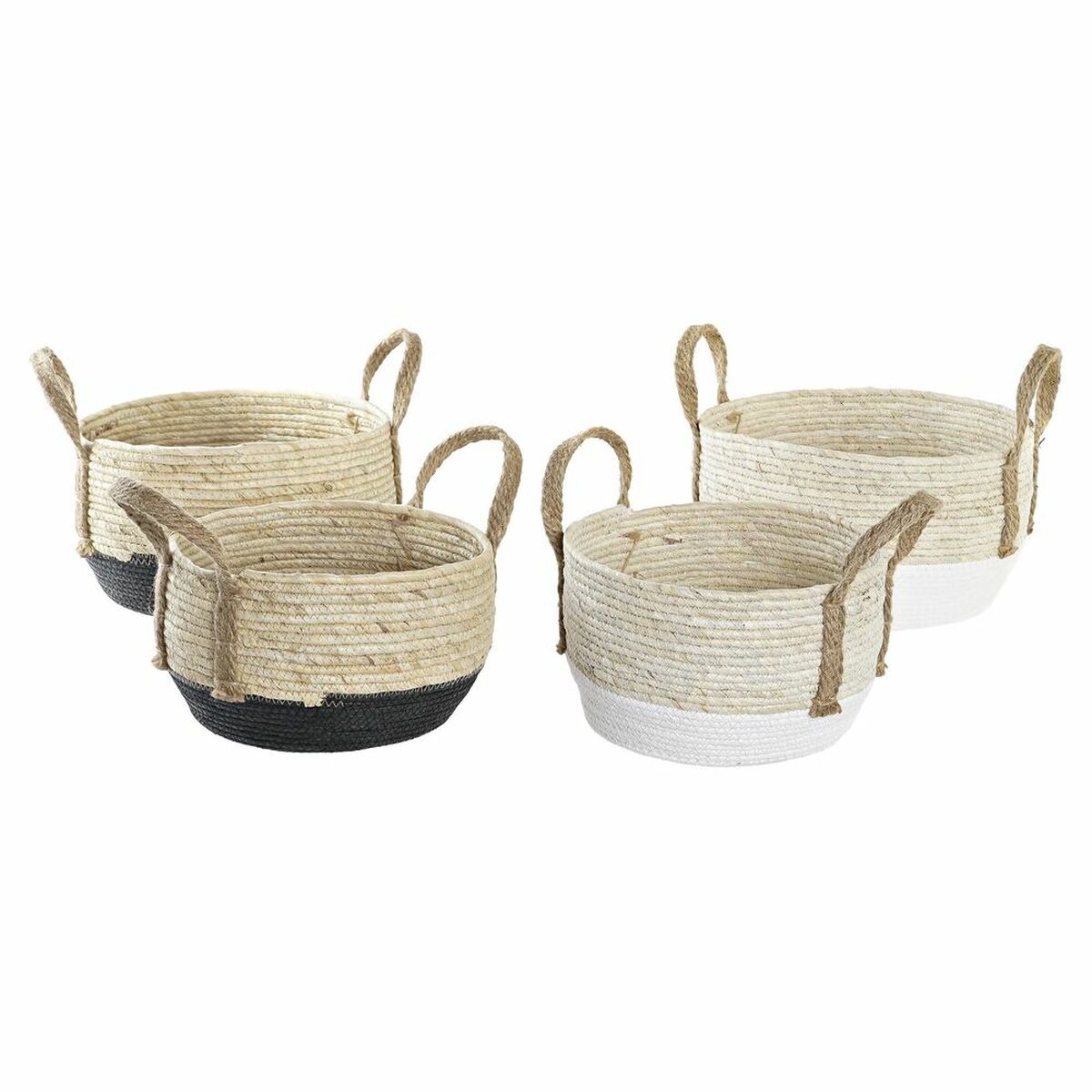Korg - set DKD Home Decor 33 x 33 x 20 cm Naturliga fibrer (2 antal) - 6