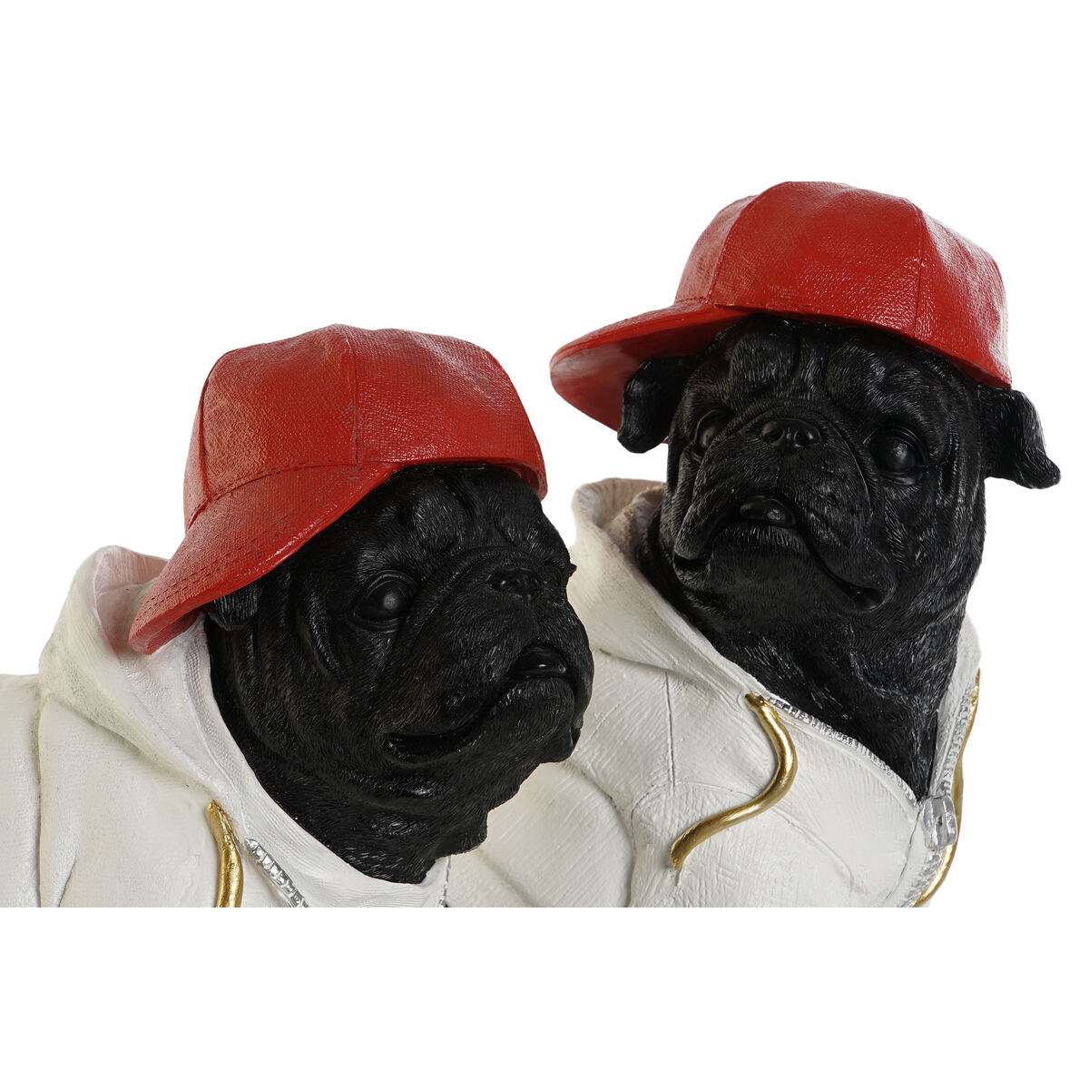 Prydnadsfigur Home ESPRIT Vit Svart Röd Hund 25 x 12 x 21 cm (2 antal) - 3