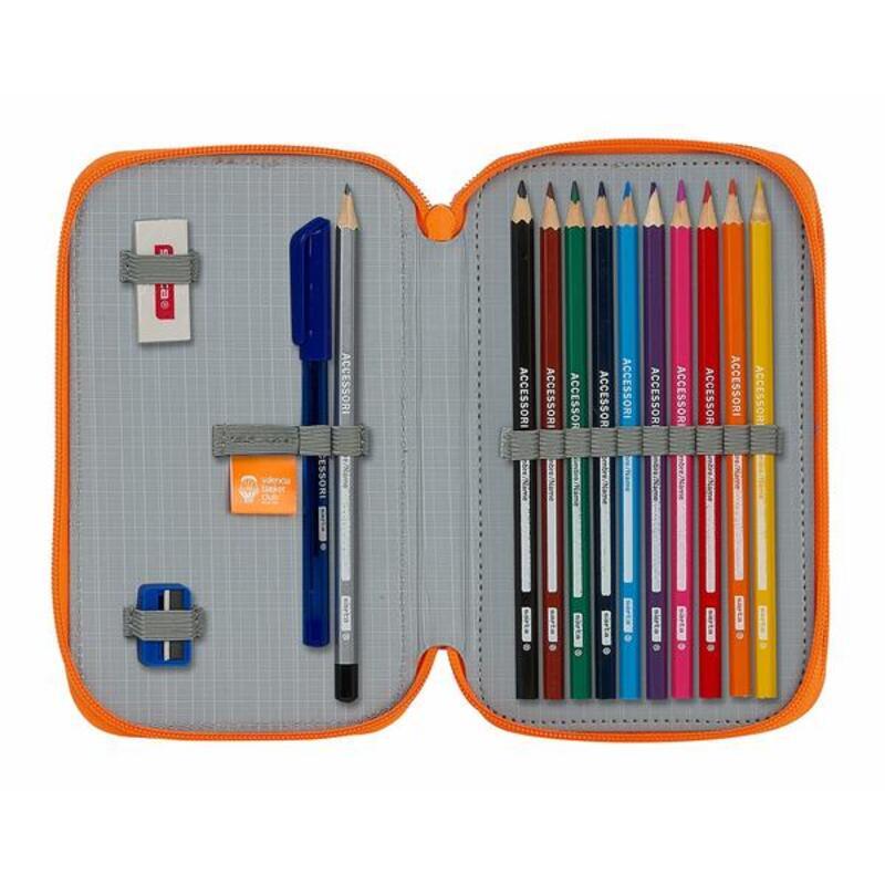 Dubbelt pennfodral Valencia Basket M854 Blå Orange 12.5 x 19.5 x 4 cm (28 Delar) - 6