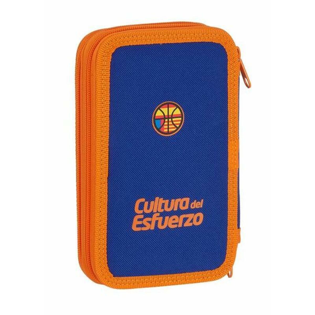 Dubbelt pennfodral Valencia Basket M854 Blå Orange 12.5 x 19.5 x 4 cm (28 Delar) - 15