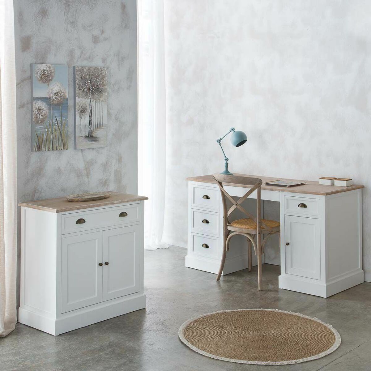 Hallmöbel med lådor Alexandra House Living Vit Brun 39 x 80 x 82 cm - 3