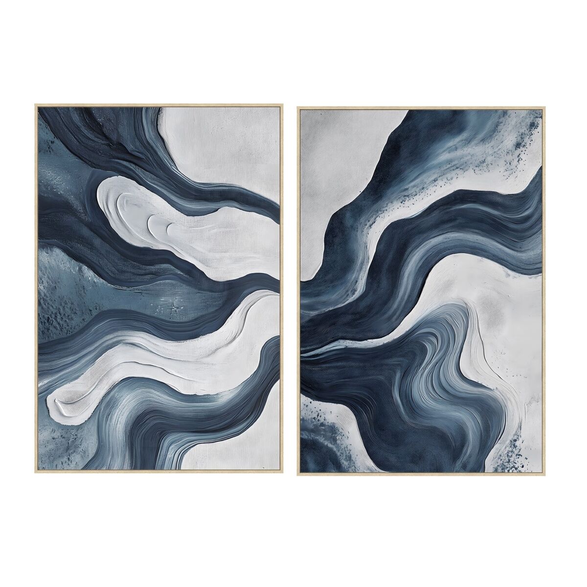 Kanvas Home ESPRIT Blå Vit Abstrakt Modern 82,5 x 4,5 x 122,5 cm (2 antal)