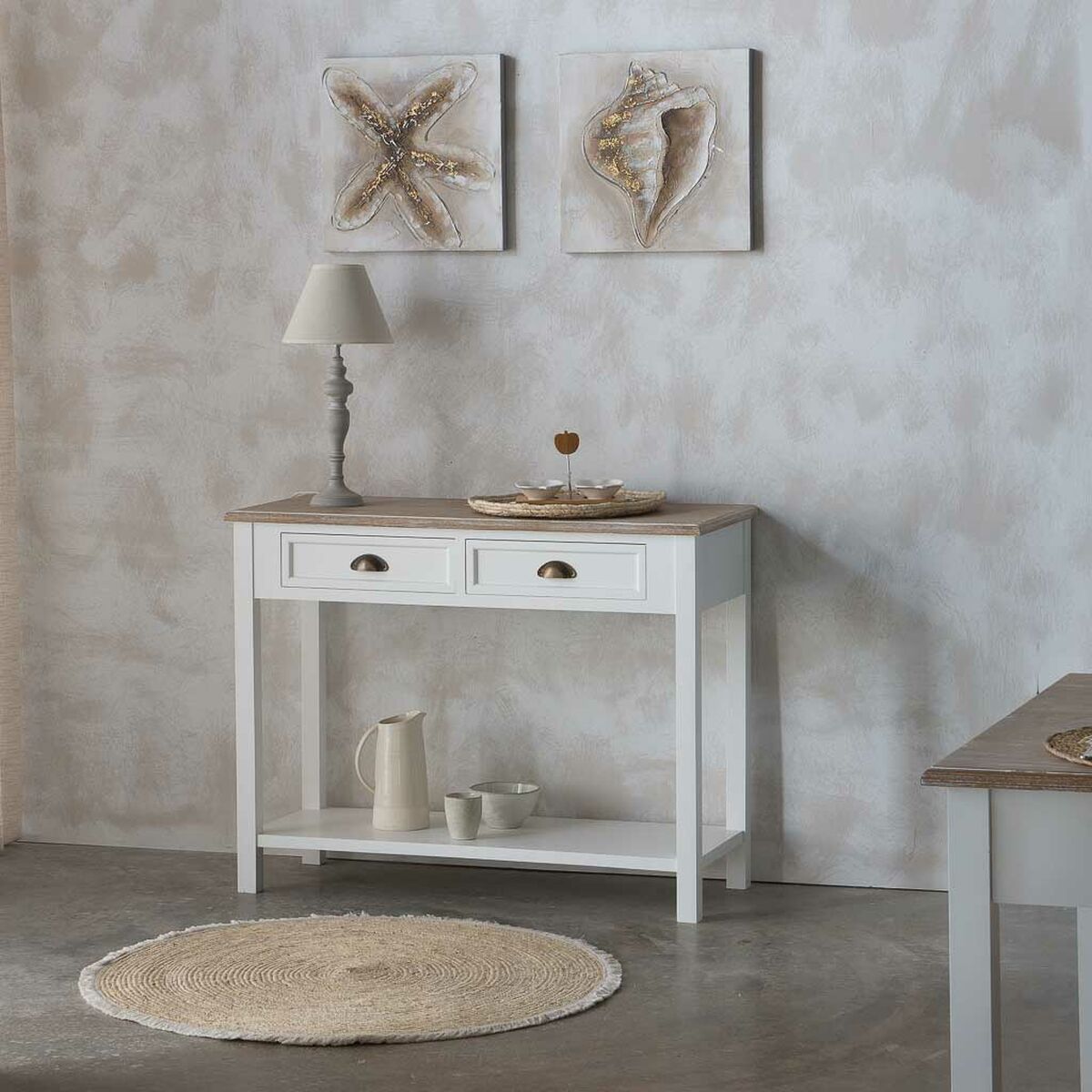 Hallmöbel med lådor Alexandra House Living Vit Brun Zinklegering Trä MDF 40 x 78 x 100 cm - 3