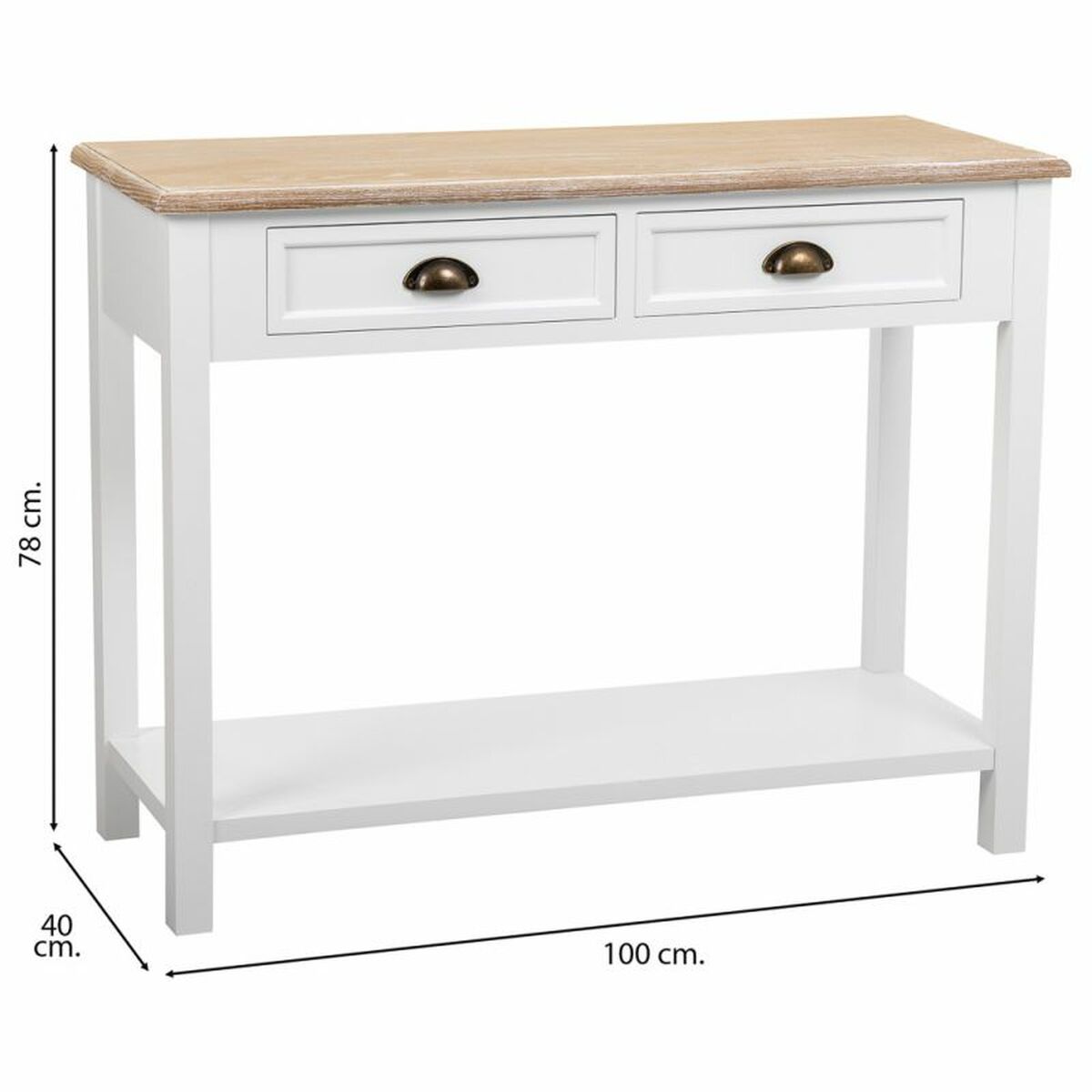 Hallmöbel med lådor Alexandra House Living Vit Brun Zinklegering Trä MDF 40 x 78 x 100 cm - 5