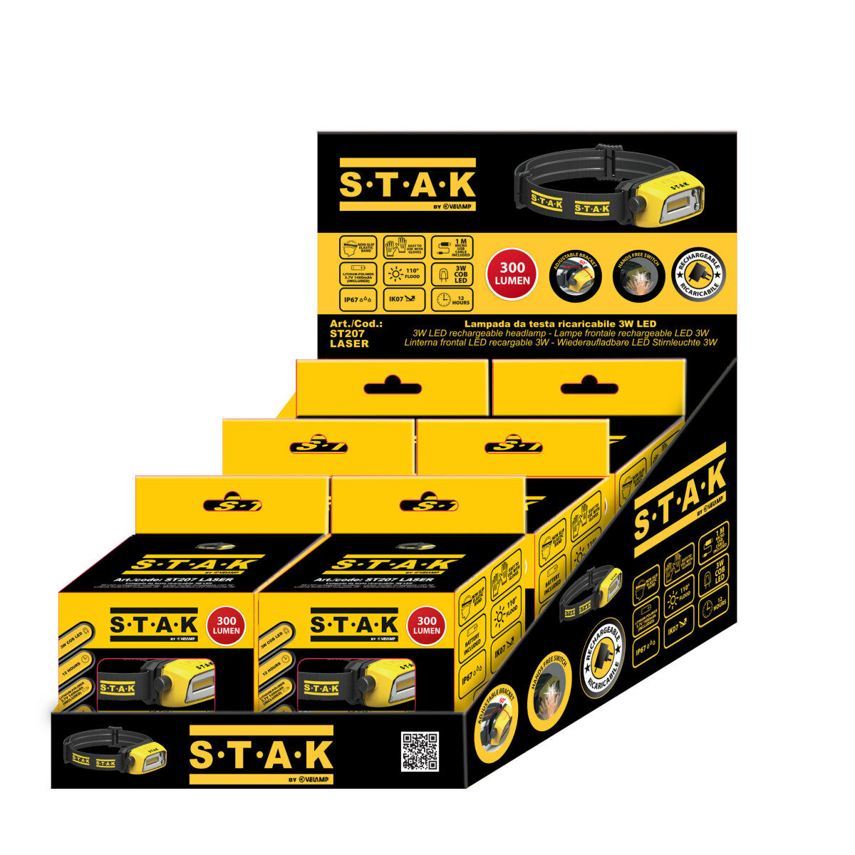 Laddningsbar och justerbar LED-pannlampa Stak 3 W 300 Lm - 2