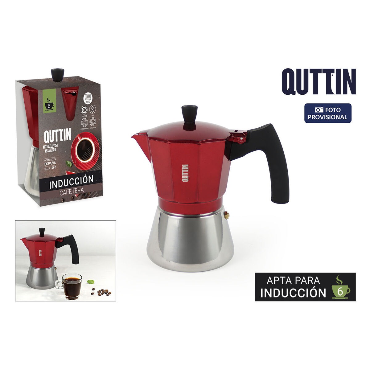 Italiensk Kaffepanna Quttin Röd Aluminium 0,3 L (6 antal) - 2