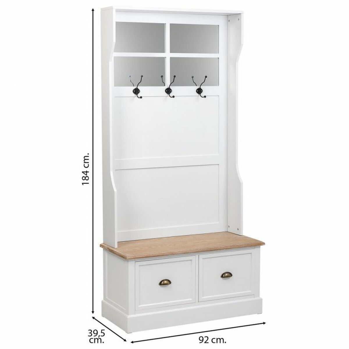 Klädhängare med hylla Alexandra House Living Vit Brun Zinklegering Trä MDF 39 x 184 x 92 cm - 5