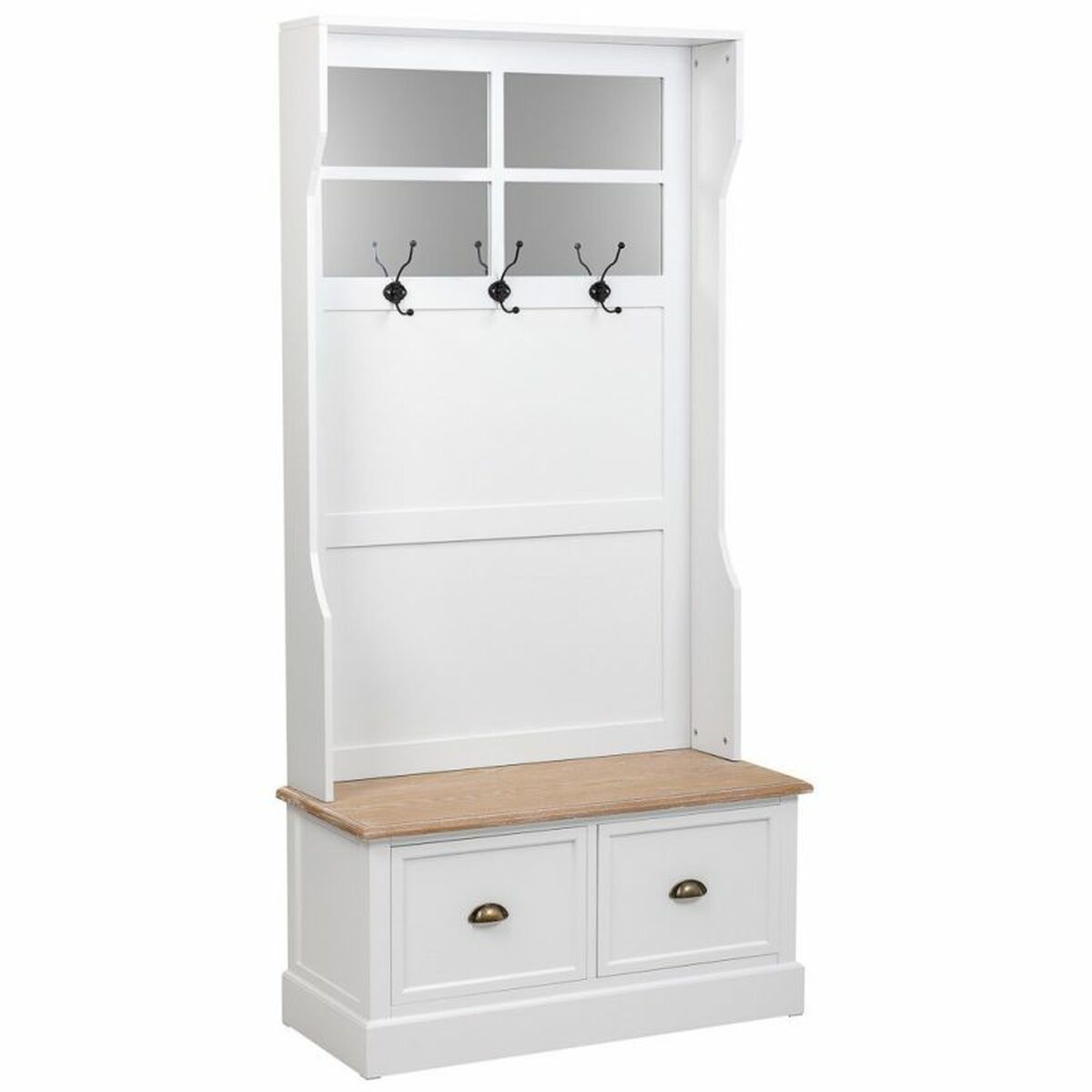 Klädhängare med hylla Alexandra House Living Vit Brun Zinklegering Trä MDF 39 x 184 x 92 cm