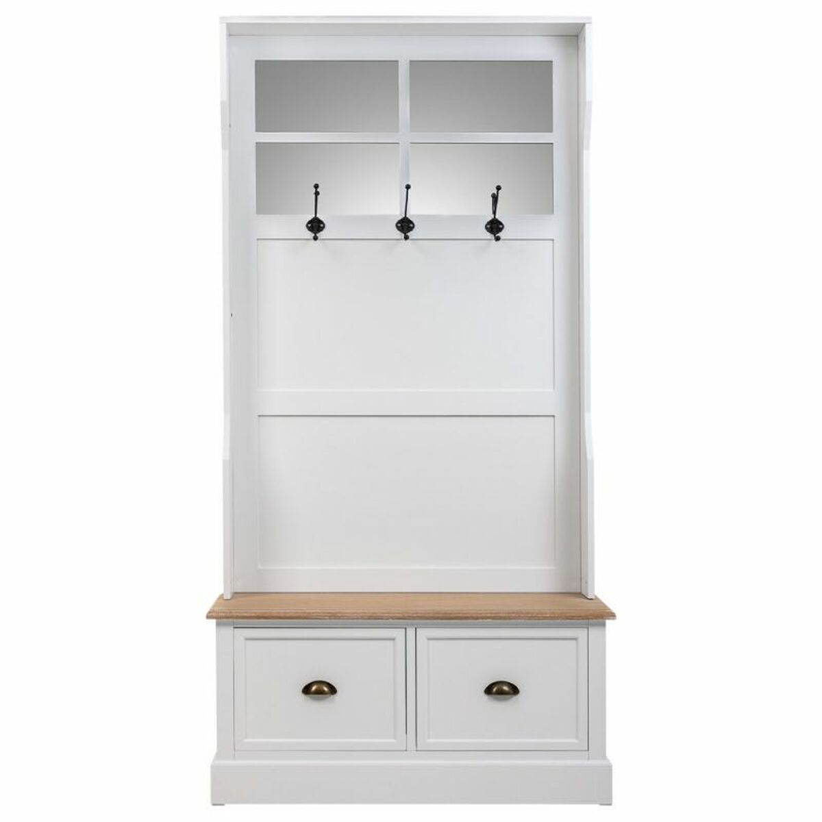 Klädhängare med hylla Alexandra House Living Vit Brun Zinklegering Trä MDF 39 x 184 x 92 cm - 6