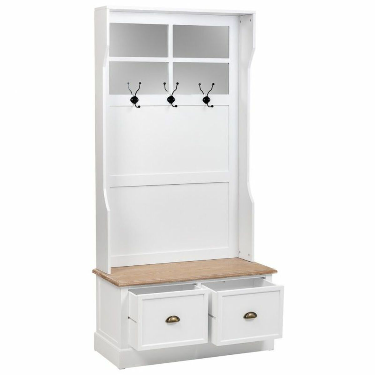 Klädhängare med hylla Alexandra House Living Vit Brun Zinklegering Trä MDF 39 x 184 x 92 cm - 4