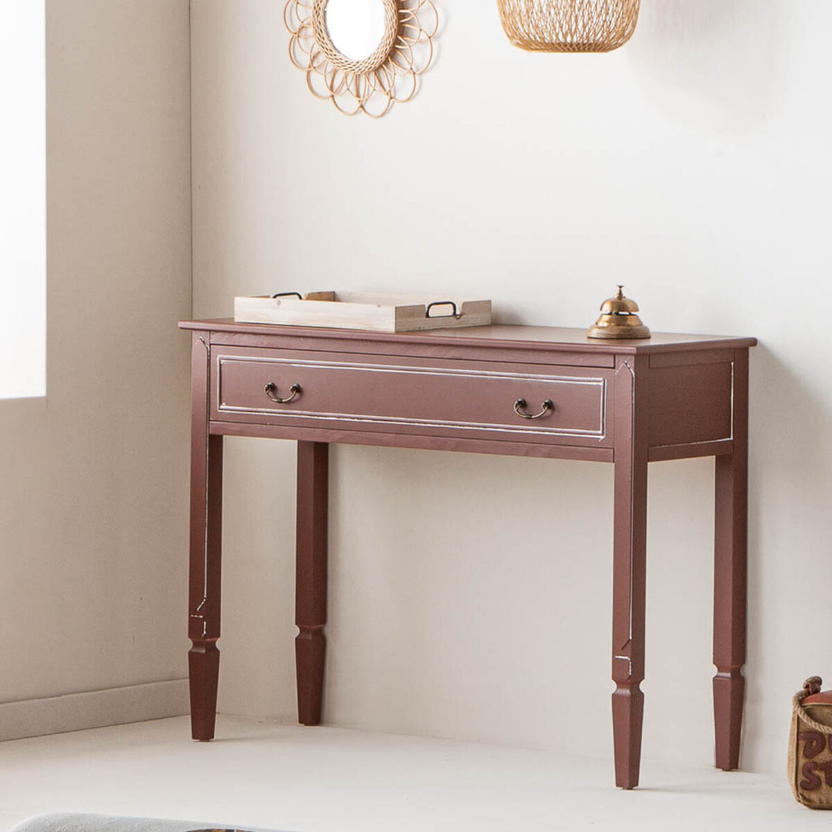 Hallmöbel med lådor Alexandra House Living Brun Naturell 38 x 82 x 112 cm - 2