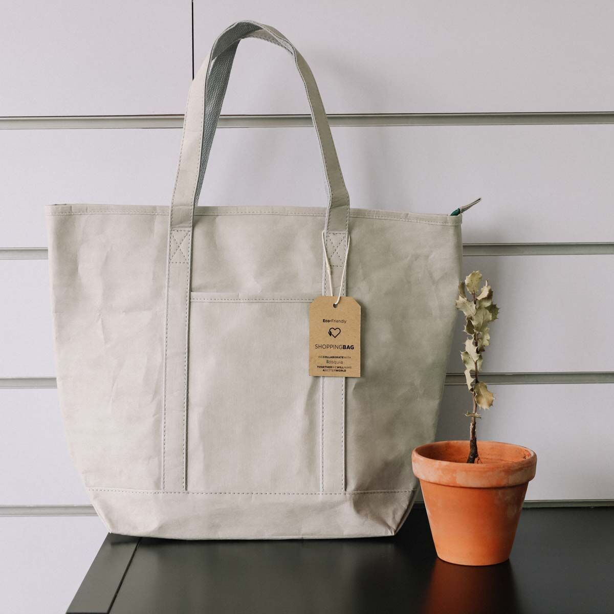 Shoppingväska KSIX Grå Polyester kraftpapper - 17