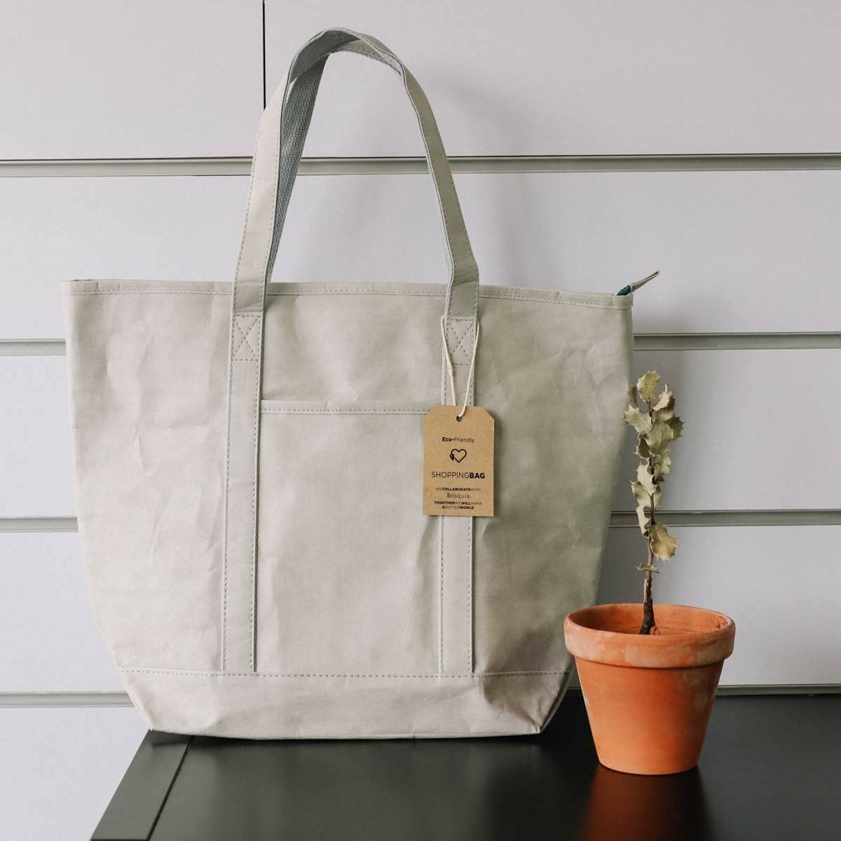Shoppingväska KSIX Grå Polyester kraftpapper - 7
