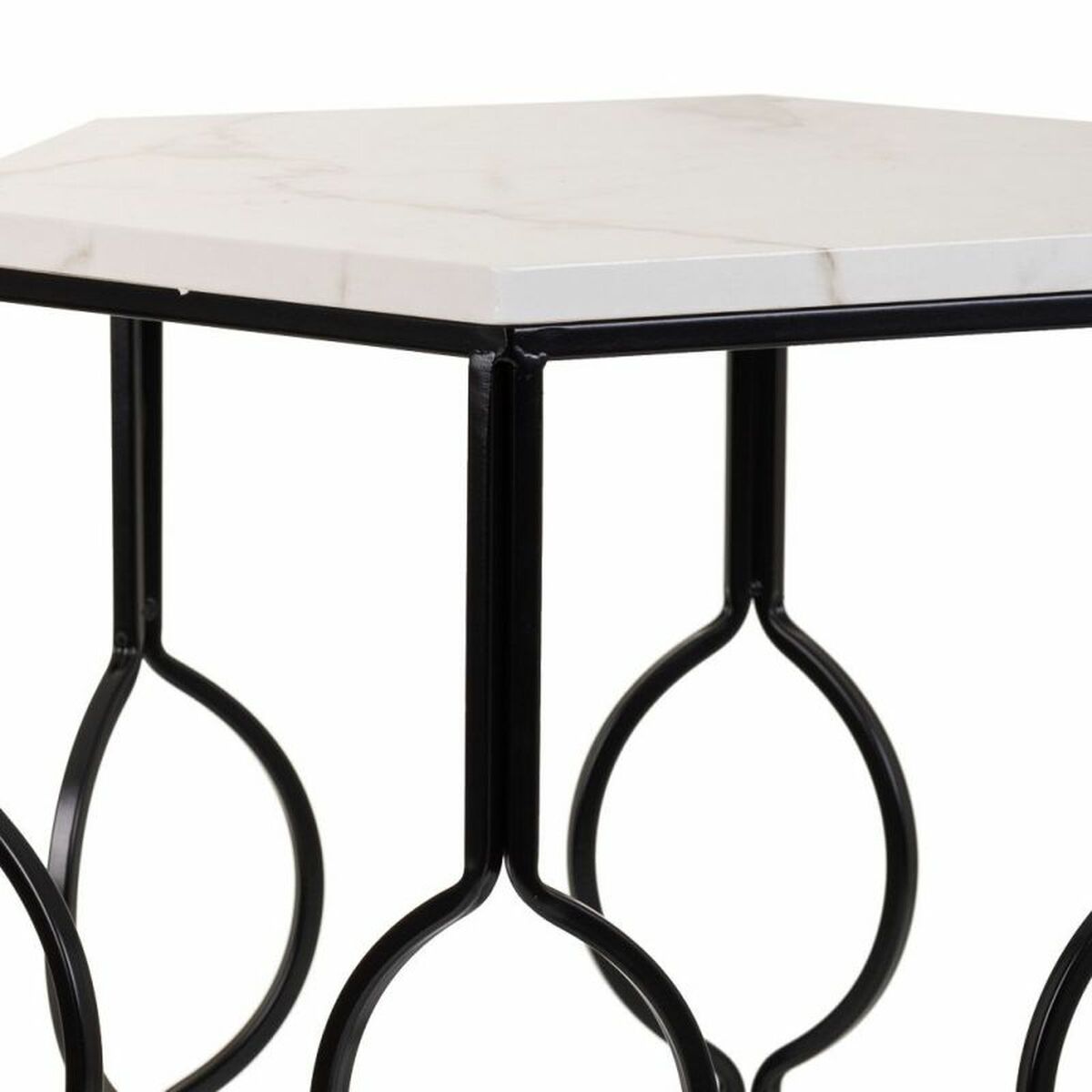 2-bordsset Alexandra House Living Vit Järn Trä MDF 39 x 57 x 39 cm - 6
