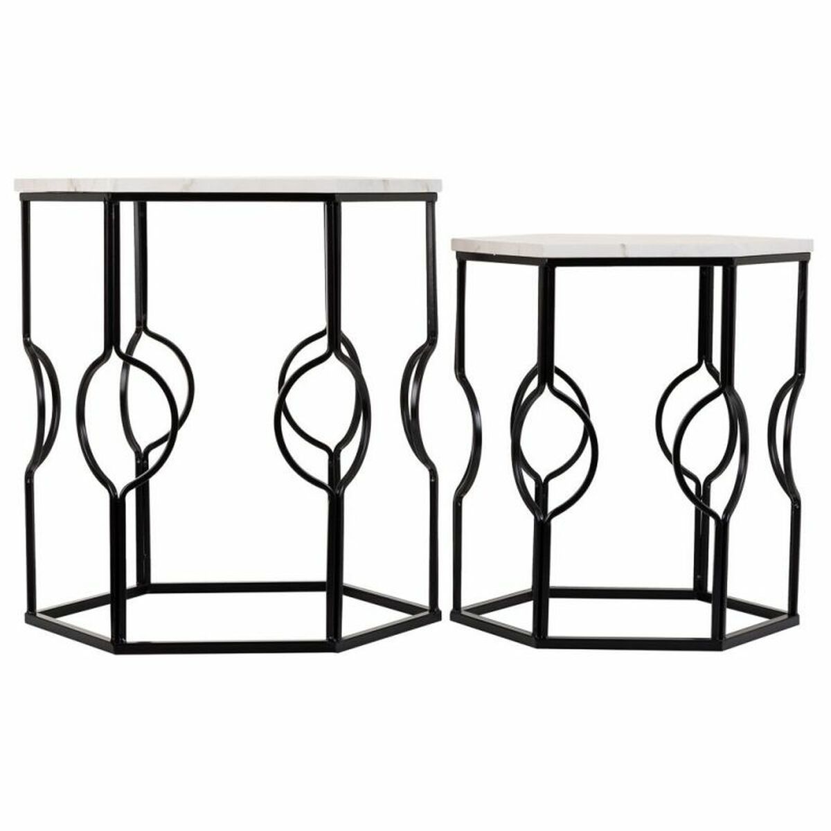 2-bordsset Alexandra House Living Vit Järn Trä MDF 39 x 57 x 39 cm - 2