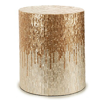 Sittpall Gift Decor Vit Beige Gyllene Silvrig Pärlemor spånskiva 40 x 45,5 x 40 cm