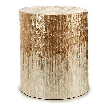 Sittpall Gift Decor Vit Beige Gyllene Silvrig Pärlemor spånskiva 40 x 45,5 x 40 cm
