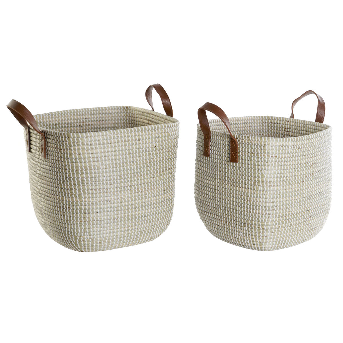 Korg - set DKD Home Decor Naturell Ljusbrun Polyuretan Sjögräs 38 x 38 x 35 cm 2 Delar