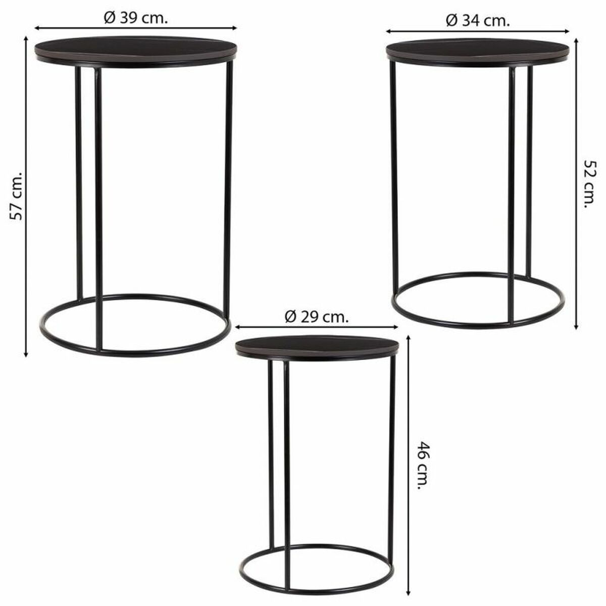 2-bordsset Alexandra House Living Svart Järn Trä MDF 39 x 57 x 39 cm - 3