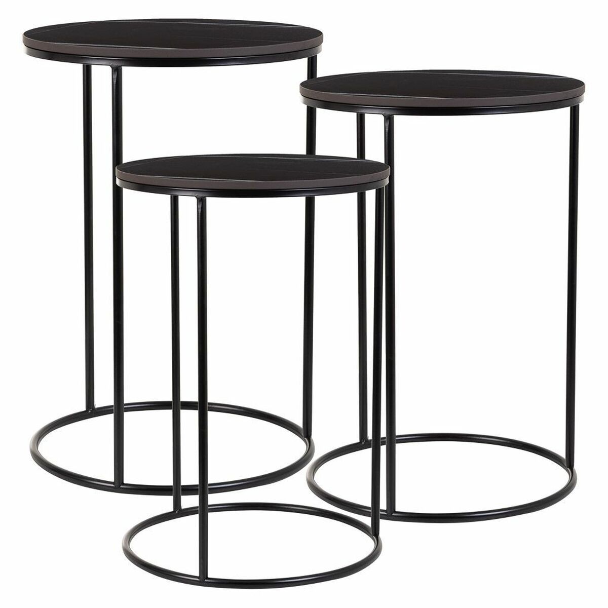 2-bordsset Alexandra House Living Svart Järn Trä MDF 39 x 57 x 39 cm