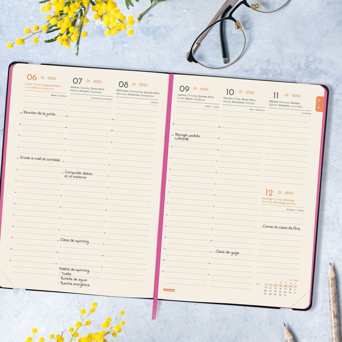Dagbok Finocam FLEXI JOY A5 14,8 x 21 cm 2025 Blommig - 4