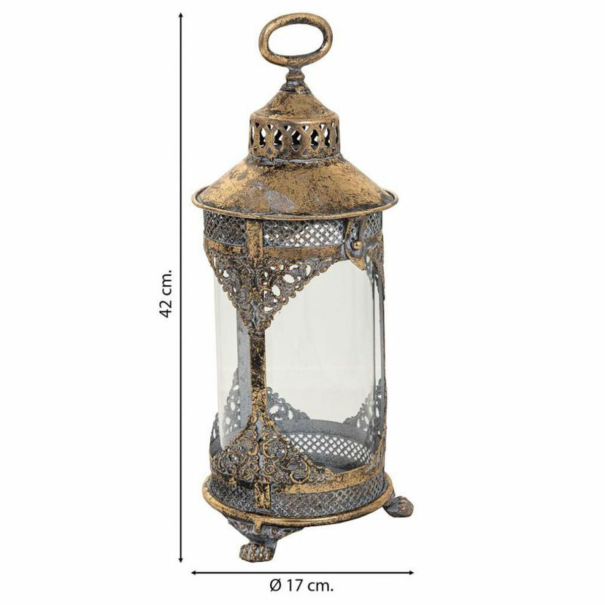 Ljusstakar Alexandra House Living Guld Glas Järn 17 x 42 x 17 cm - 3