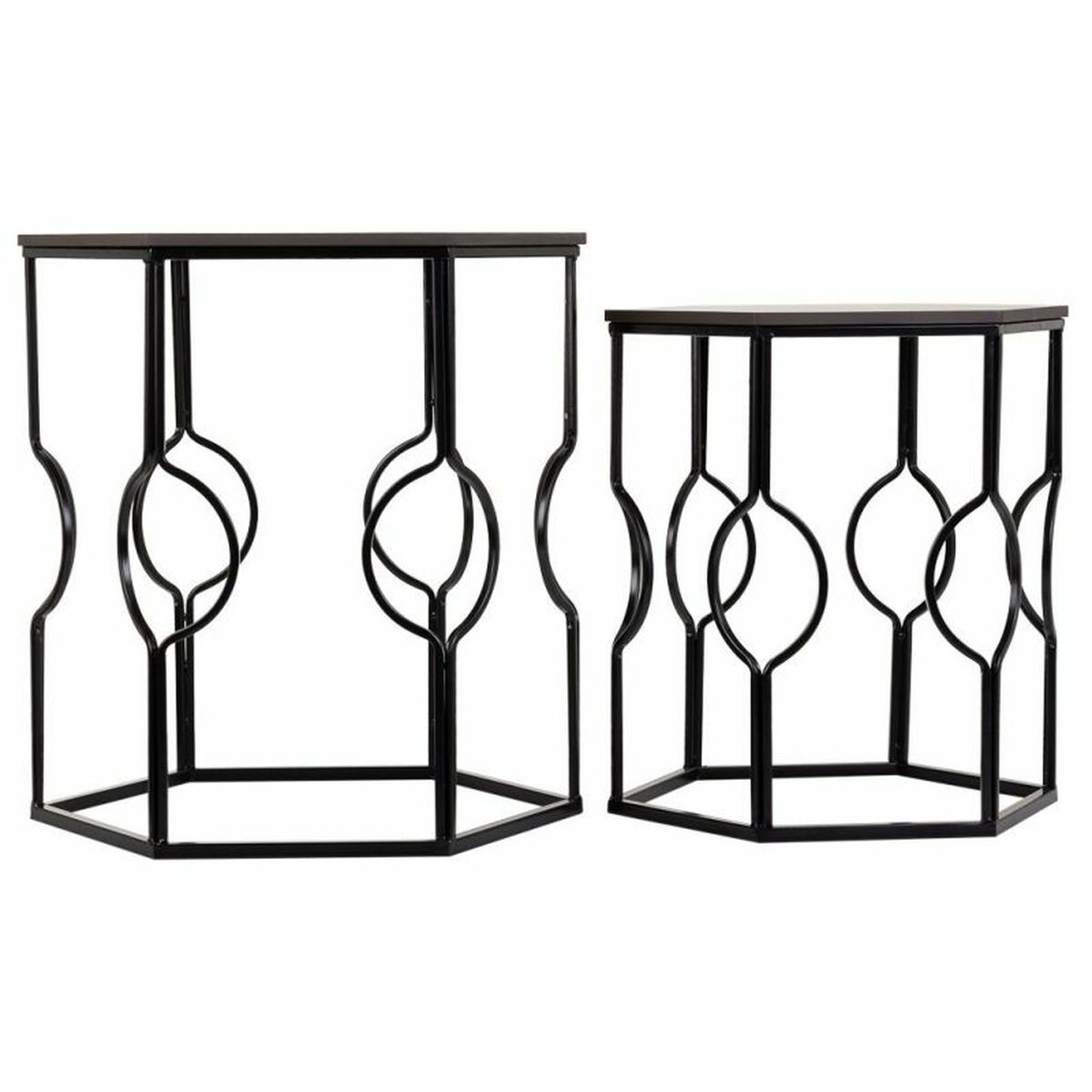 2-bordsset Alexandra House Living Svart Järn Trä MDF 39 x 57 x 39 cm - 2