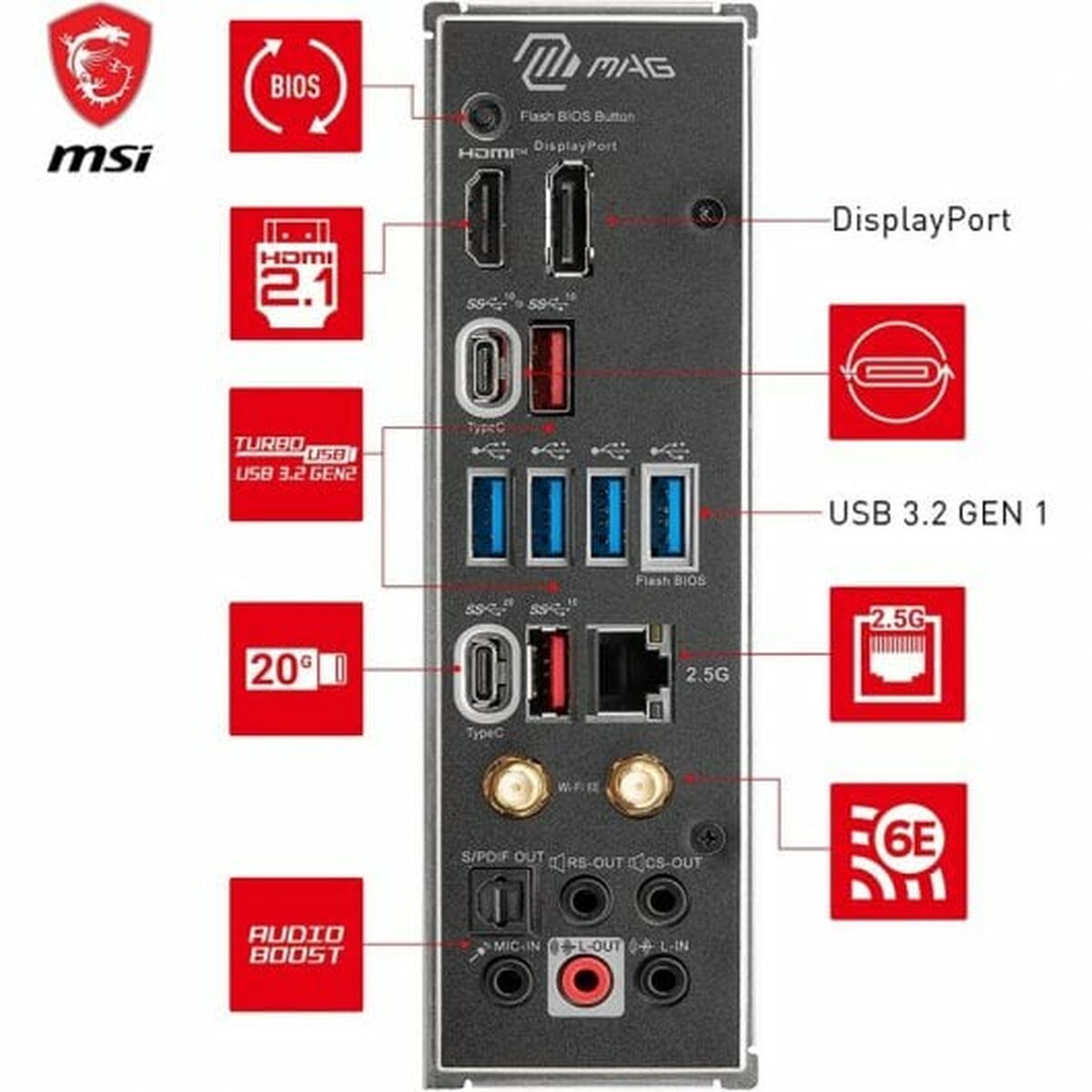 Moderkort MSI MAG X670E TOMAHAWK WIFI AMD X670 AMD AM5 - 5