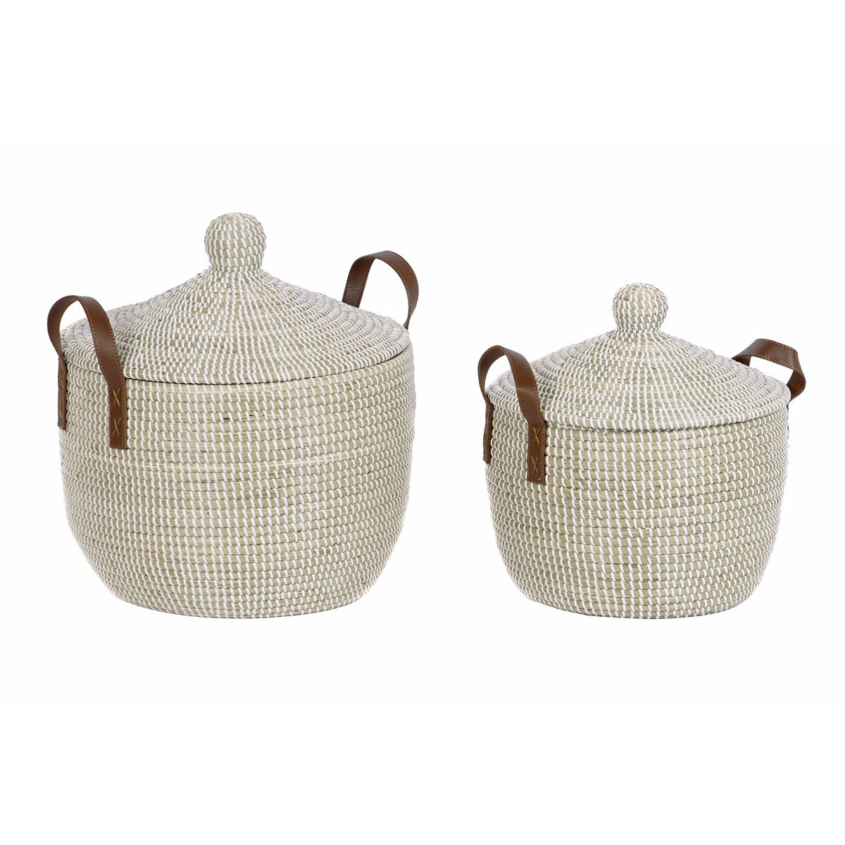 Korg - set DKD Home Decor Naturell Ljusbrun Polyuretan Sjögräs 42 x 42 x 45 cm