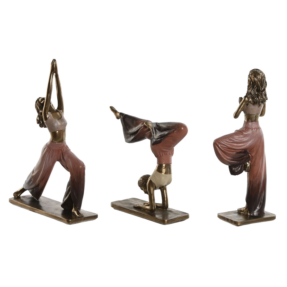 Prydnadsfigur Home ESPRIT Rosa Gyllene Yoga Scandi 19 x 6 x 26 cm (3 antal) - 2