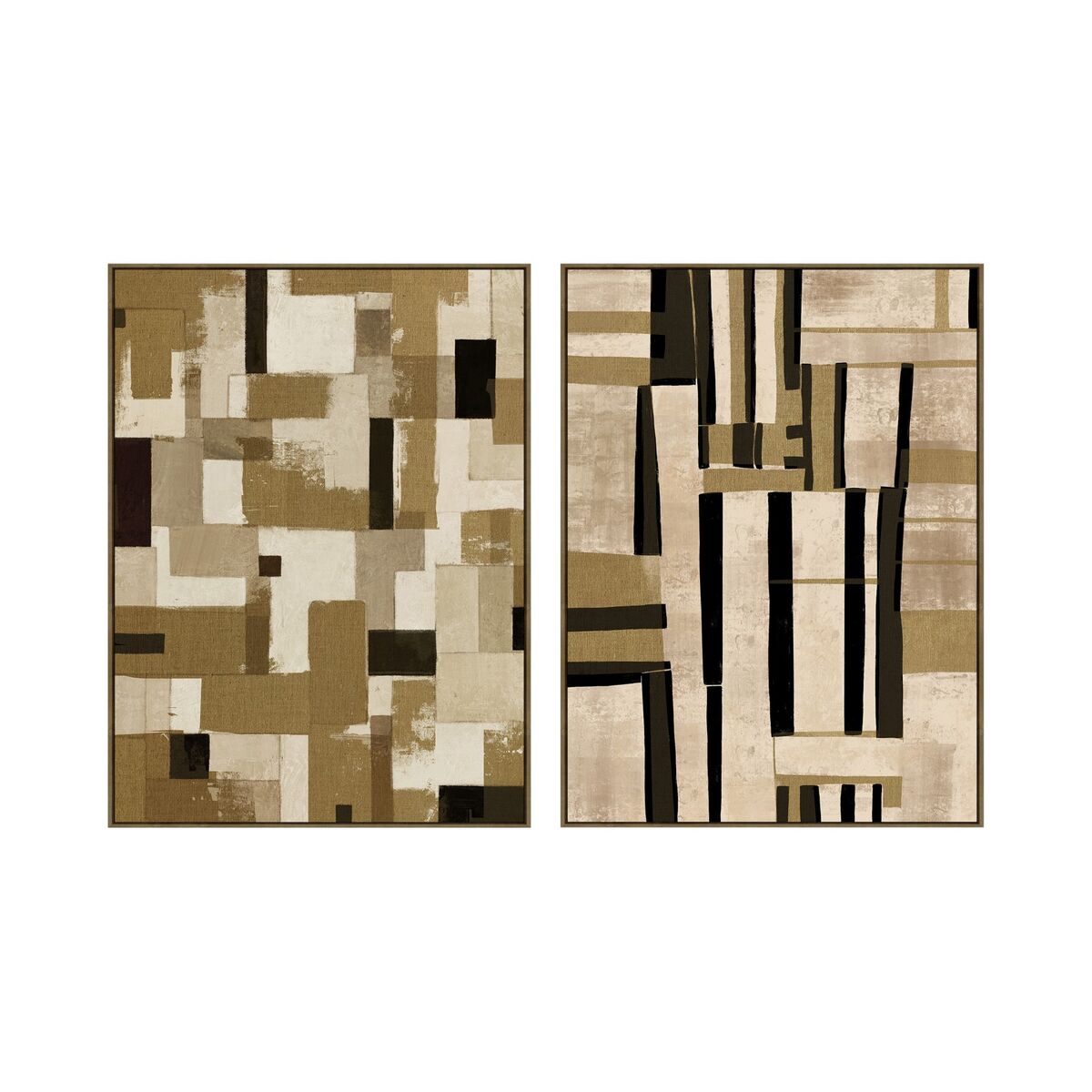 Kanvas Home ESPRIT Brun Beige Modern Med relief Urban 90 x 4 x 120 cm (2 antal)