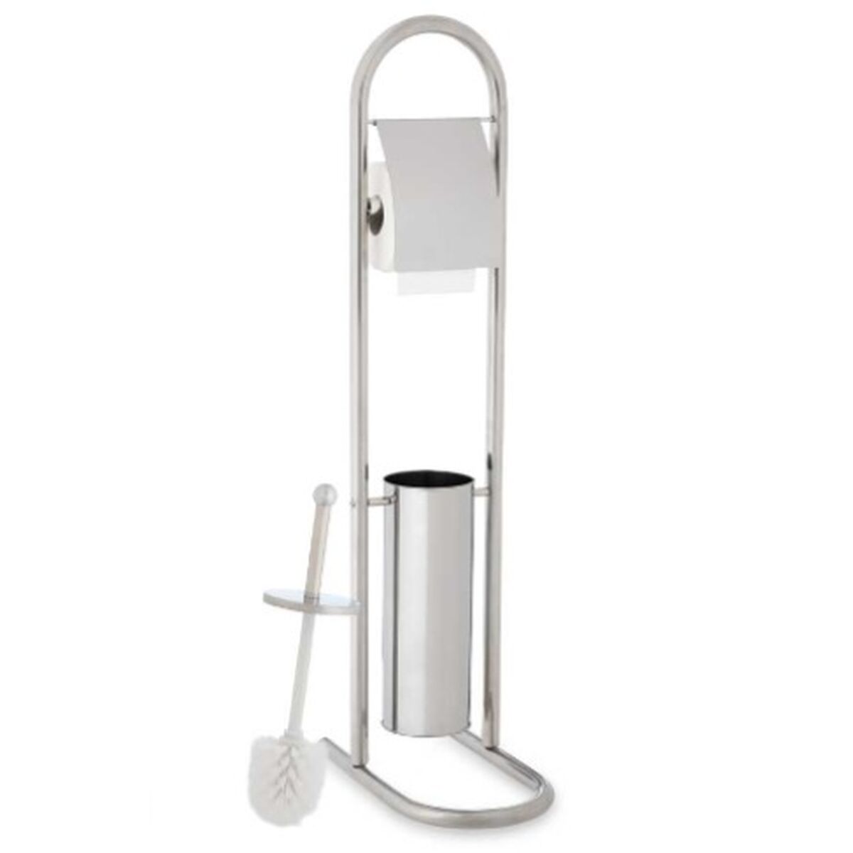 Toalettpappershållare med toalettborste Silvrig Stål 17,5 x 29 x 80 cm (4 antal) - 7