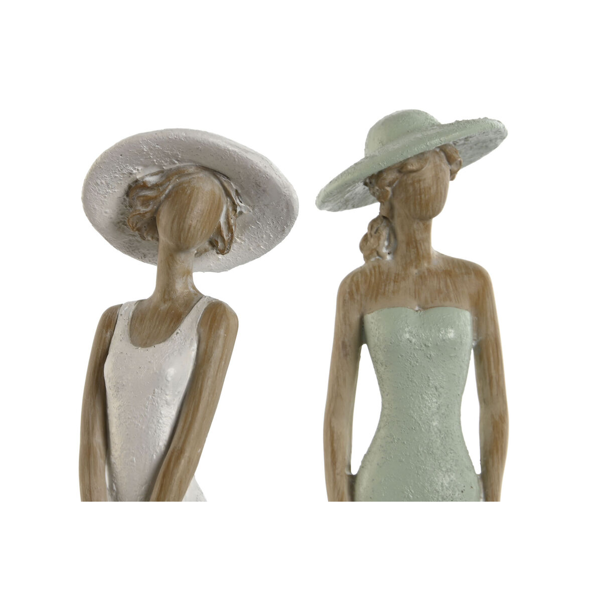Prydnadsfigur Home ESPRIT Vit Grön Kvinna 7,5 x 7,5 x 30 cm (2 antal) - 2