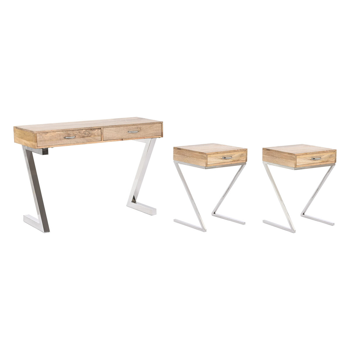 Hallmöbel med lådor Home ESPRIT Brun Silvrig Ljusbrun 110 x 40 x 76 cm 110 x 41,5 x 76 cm (3 Delar) - 6
