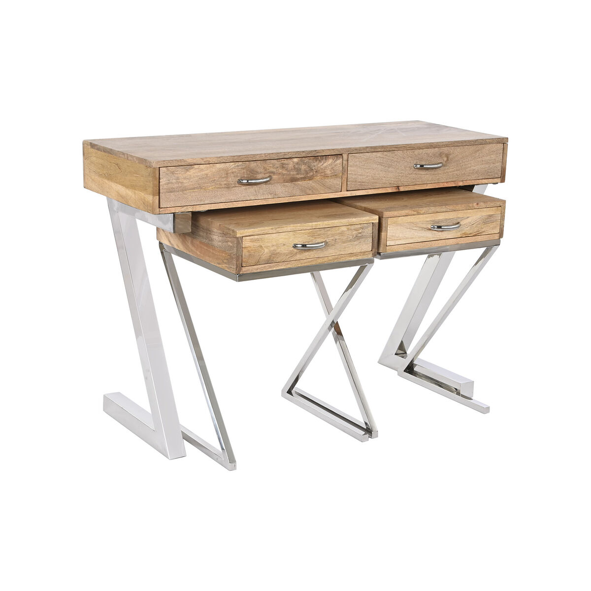 Hallmöbel med lådor Home ESPRIT Brun Silvrig Ljusbrun 110 x 40 x 76 cm 110 x 41,5 x 76 cm (3 Delar)