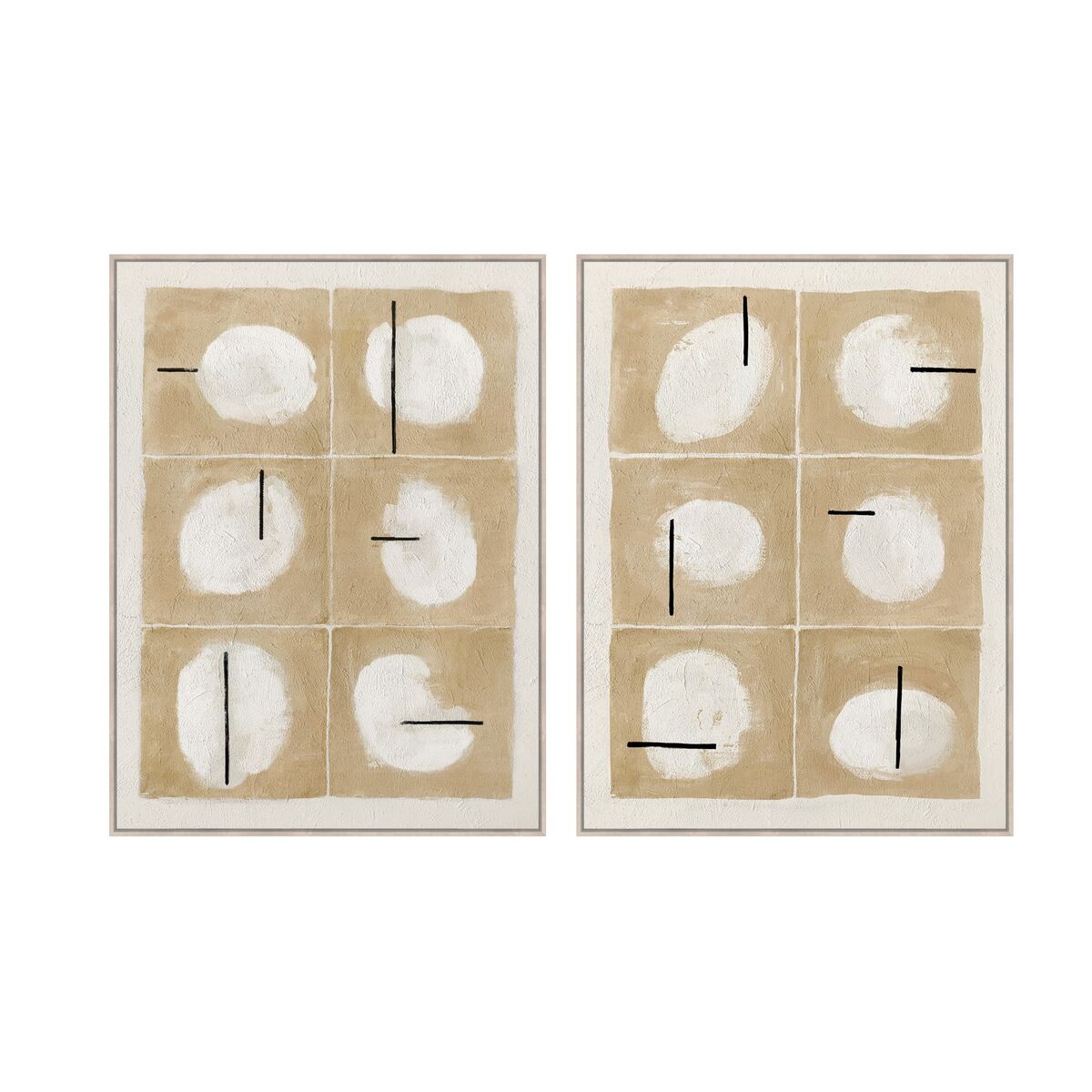 Kanvas Home ESPRIT Vit Svart Beige Modern Med relief Urban 90 x 4 x 120 cm (2 antal)
