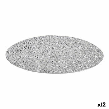 Bordsunderlägg Kinvara Silvrig Silver Plast 30 % Polyester Ø 38 cm 38 x 0,01 x 38 cm (12 antal)