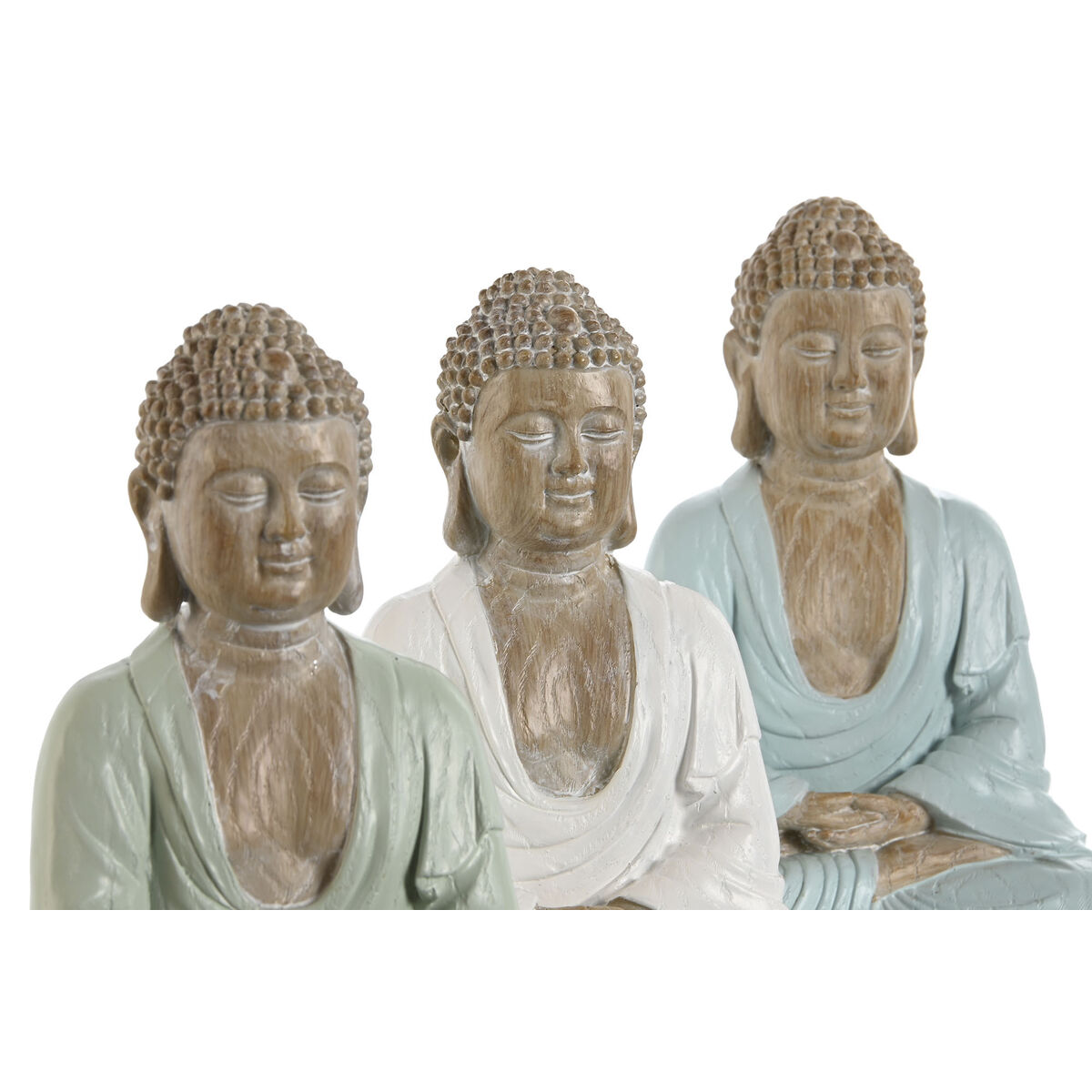 Prydnadsfigur Home ESPRIT Vit Grön Turkos Buddha Orientalisk 14 x 10,5 x 18,5 cm (3 antal) - 2