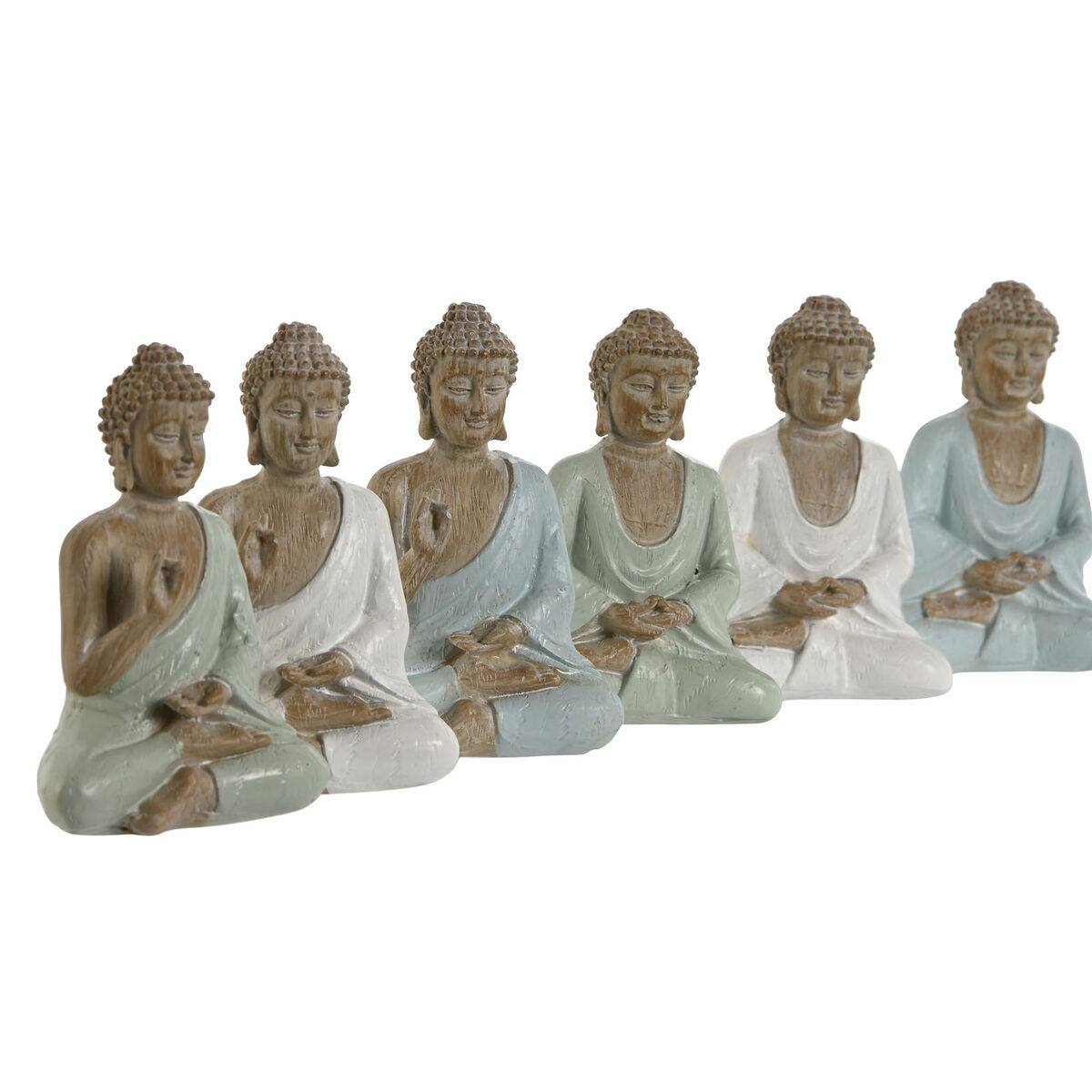 Prydnadsfigur Home ESPRIT Vit Grön Turkos Buddha Orientalisk 6 x 4 x 8,5 cm (6 antal) - 3