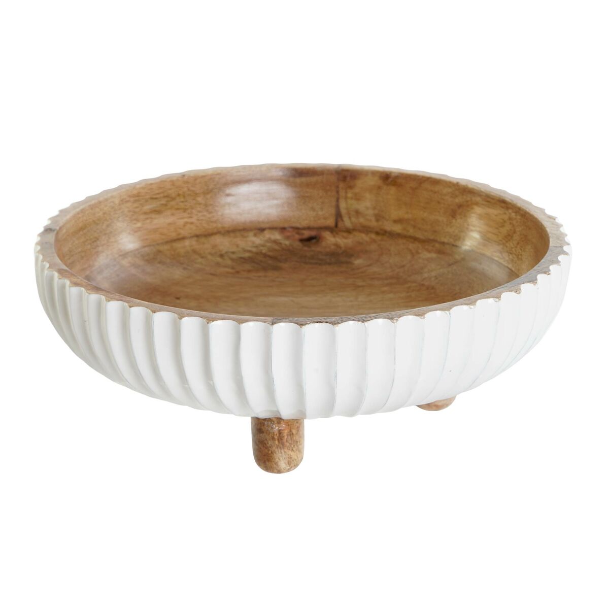 Bordsdekoration DKD Home Decor Vit Mörkbrun Mangoträ 25 x 25 x 9 cm