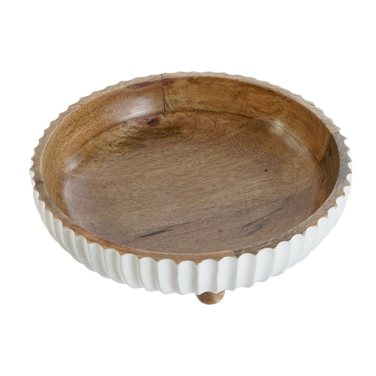 Bordsdekoration DKD Home Decor Vit Mörkbrun Mangoträ 25 x 25 x 9 cm - 2