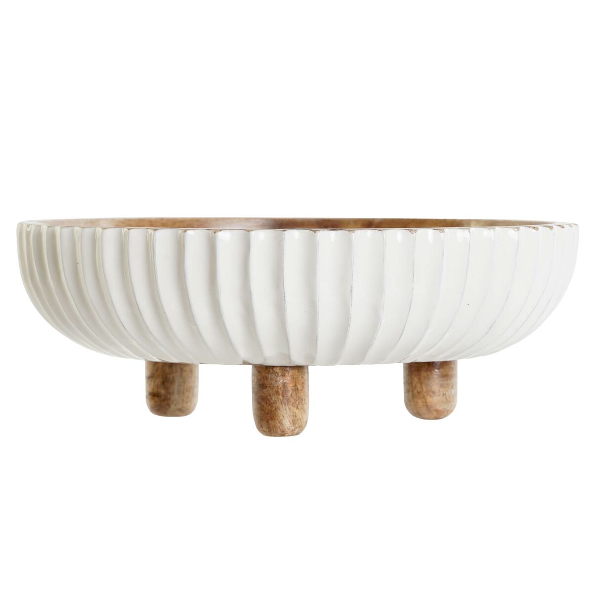 Bordsdekoration DKD Home Decor Vit Mörkbrun Mangoträ 25 x 25 x 9 cm - 4